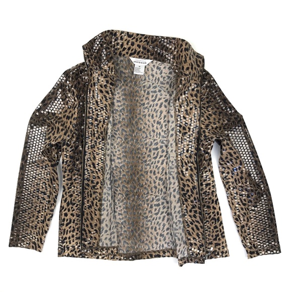 {Misook} Leopard Print Shiny Jacket - Picture 7 of 8